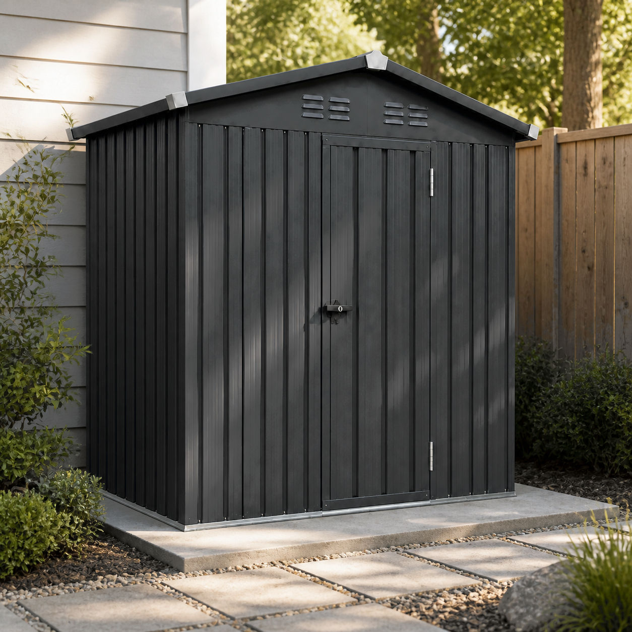 Apex roof single door metal shed front