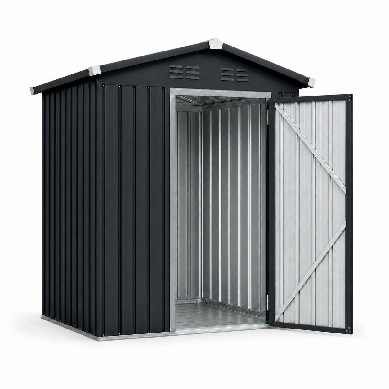 Apex roof single door metal shed angle