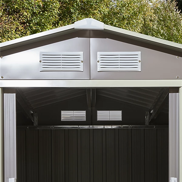 Apex roof double door metal shed front