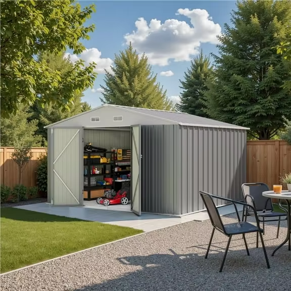 Apex roof double-sided metal shed