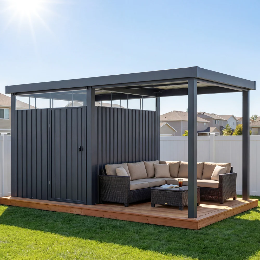 Canopy metal shed exterior
