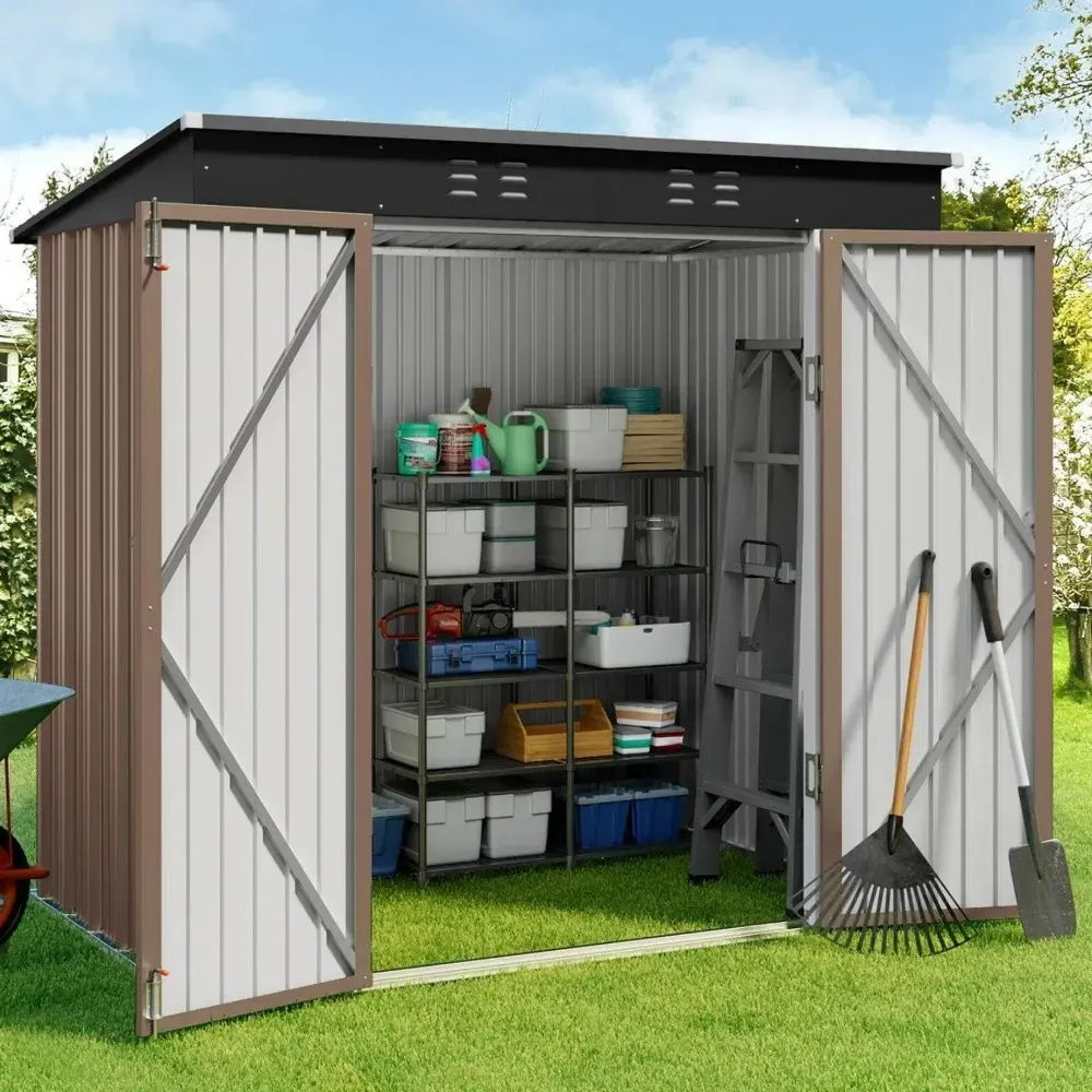 Pent roof double door metal shed angle