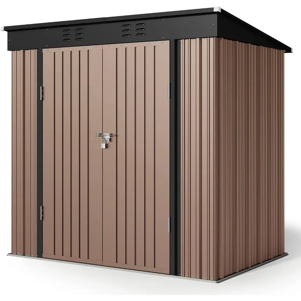 Pent roof double door metal shed detail