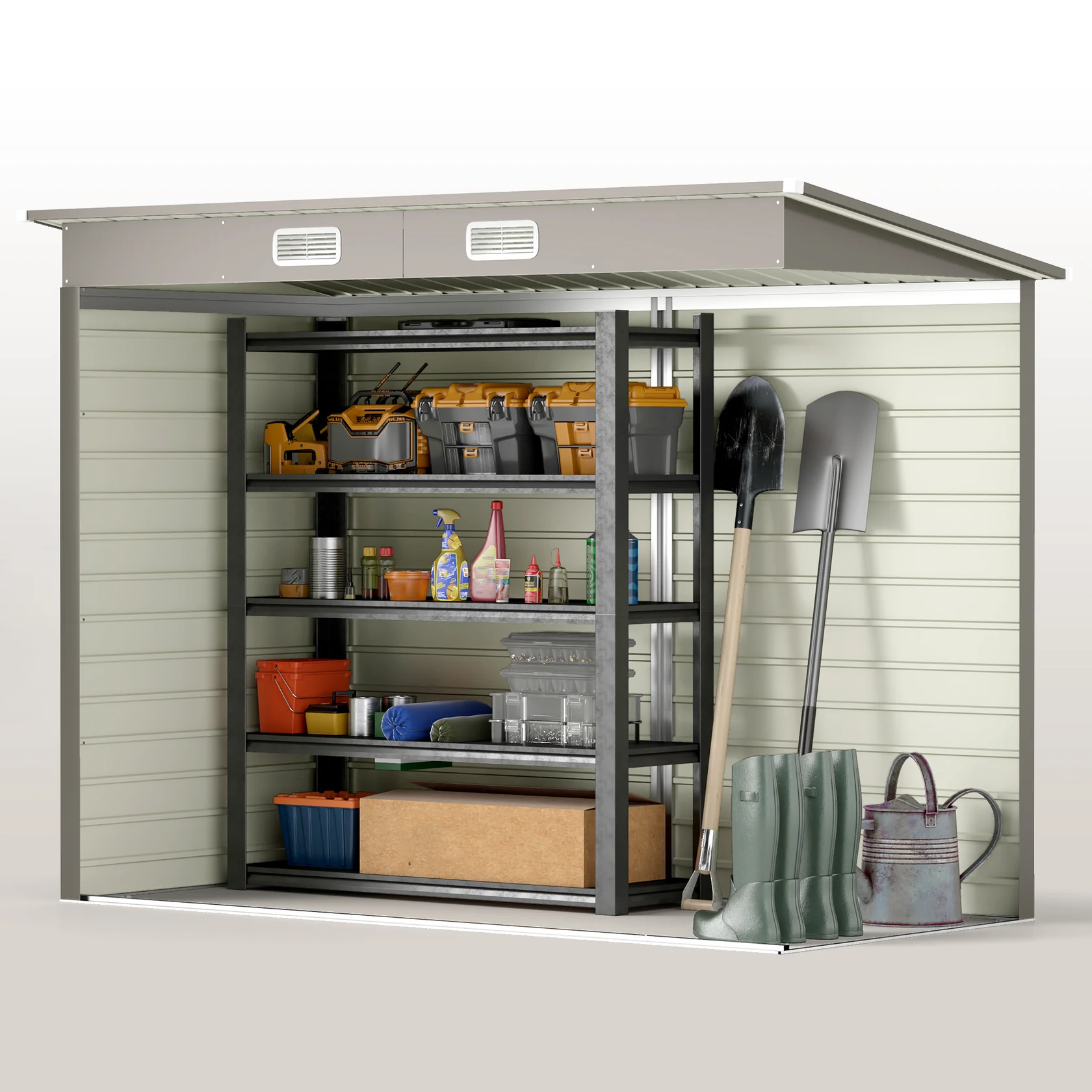 Pent roof double-sided shed detail