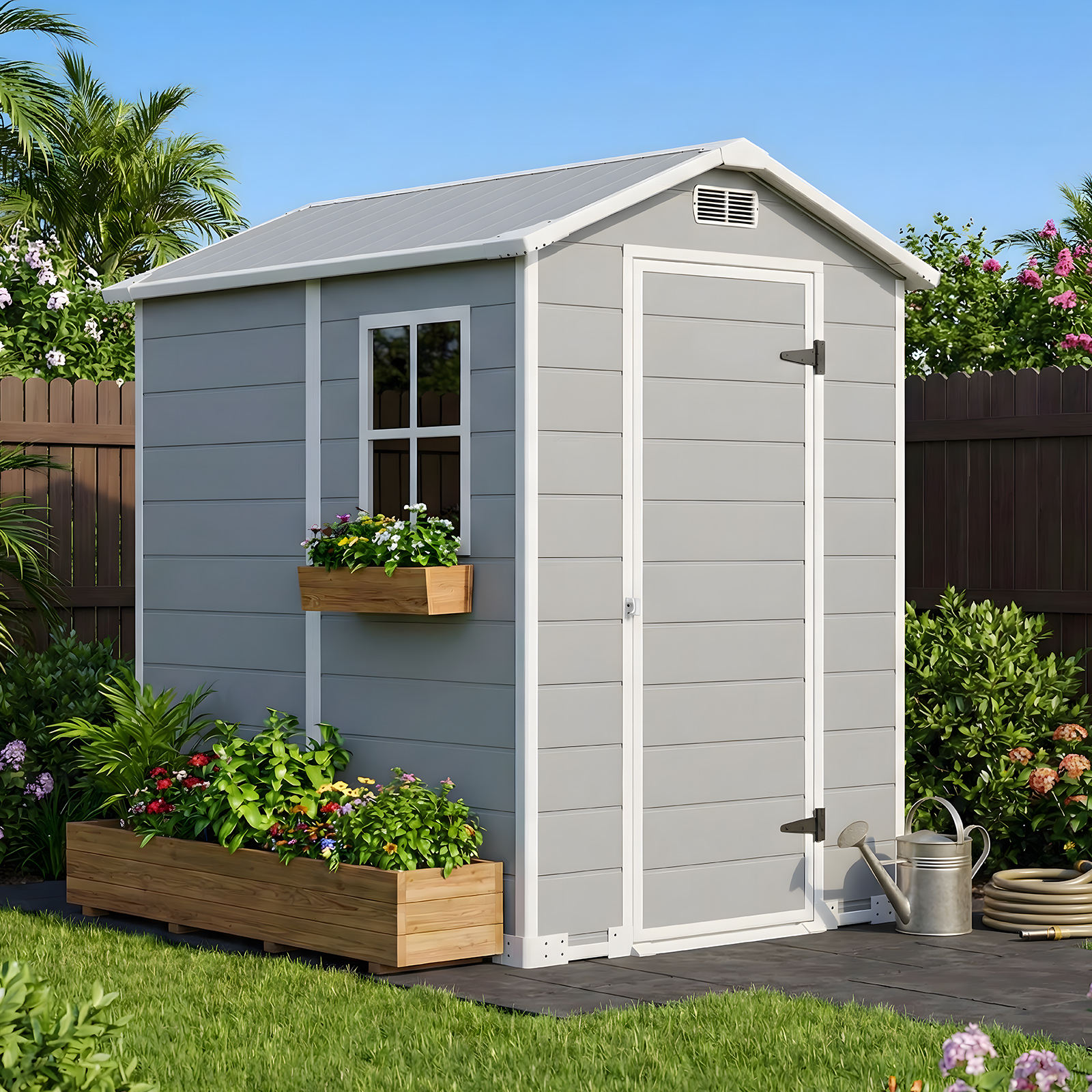 Resin plastic garden shed