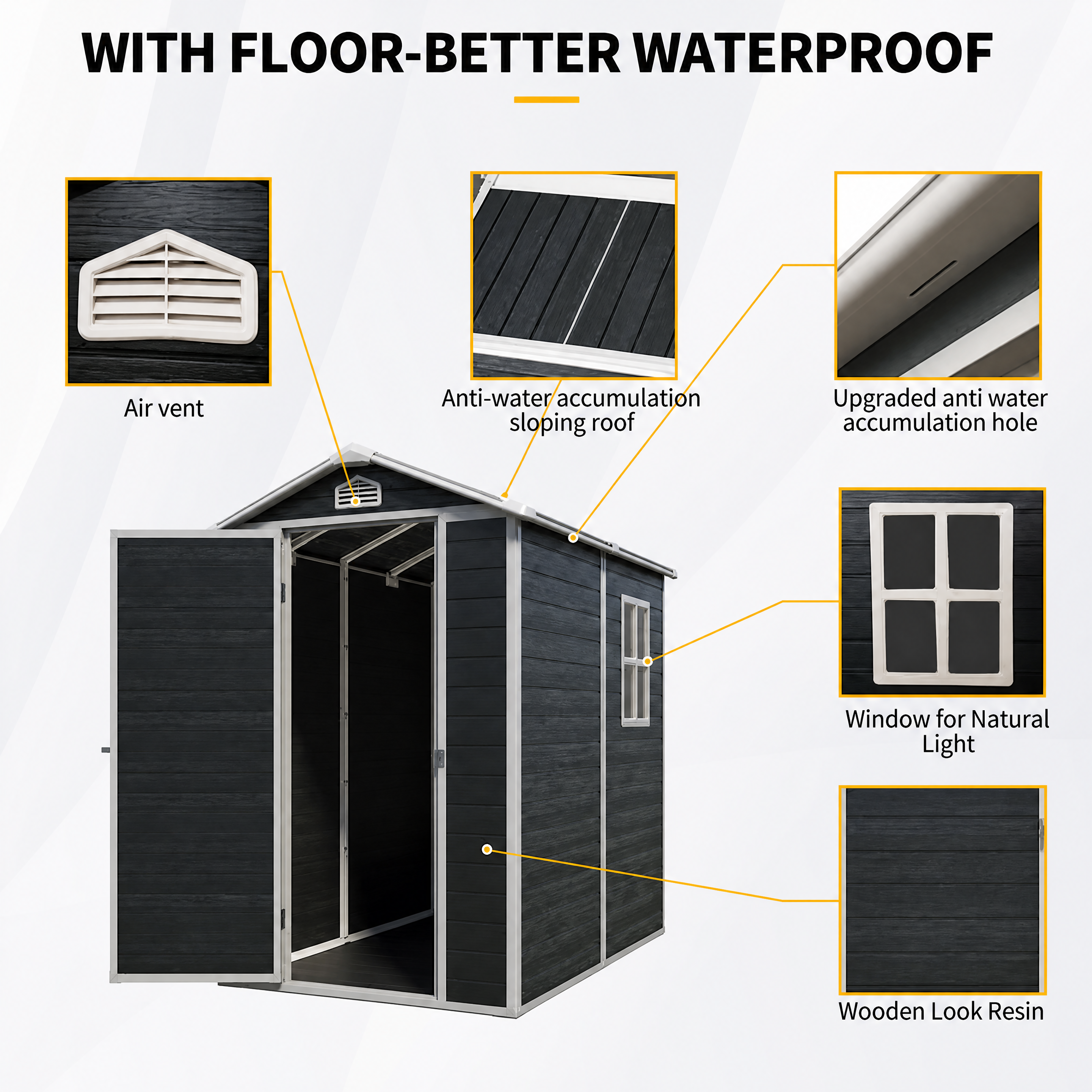 Apex roof single door resin shed angle