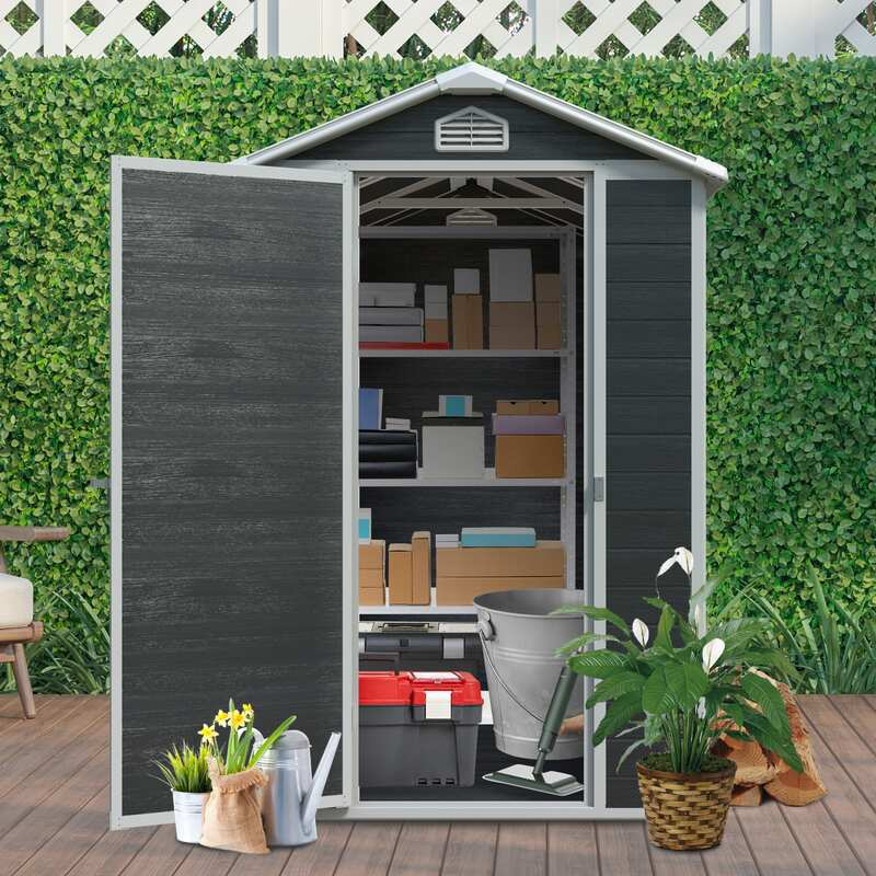 Apex roof single door resin shed detail