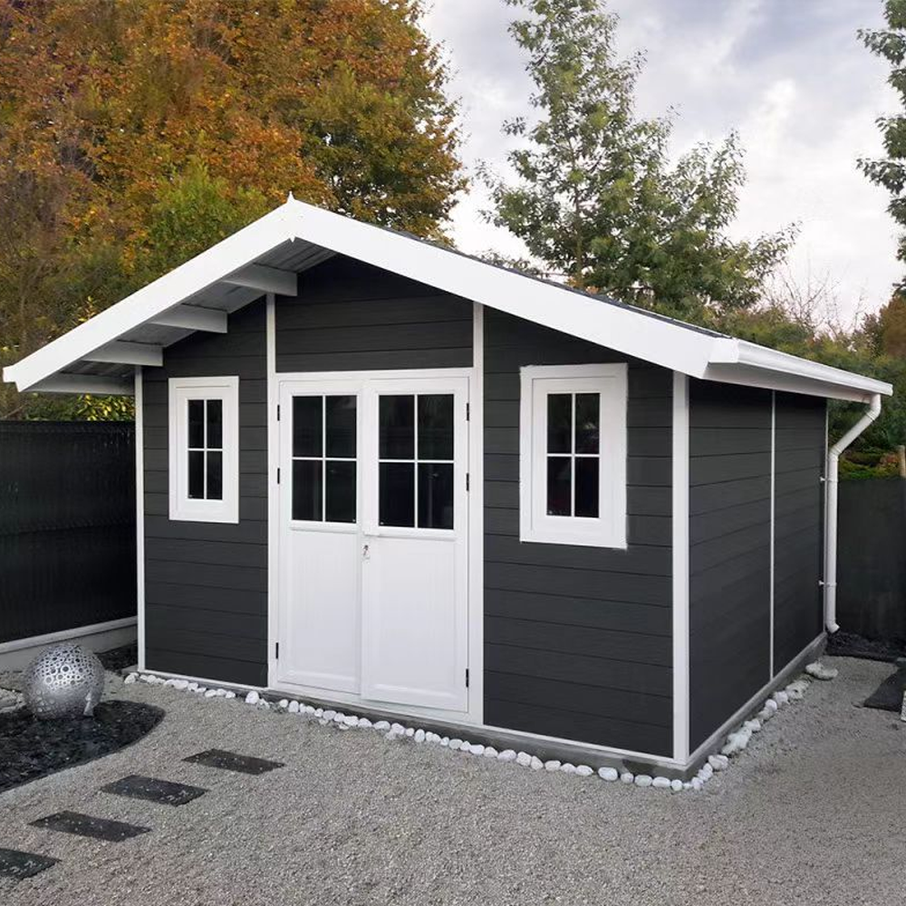 WPC apex roof shed as a garden room